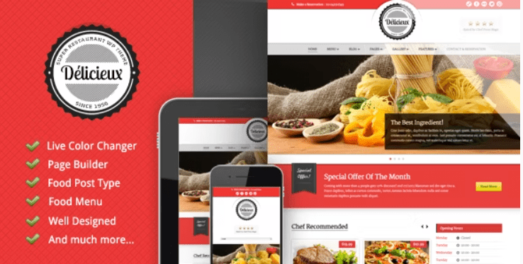 Delicieux Restaurant Wordpress Theme