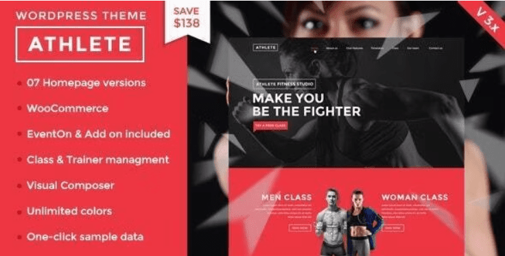 Athlete Fitness Gym and Sport WordPress Theme