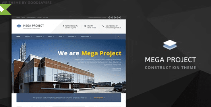 Mega Project Construction WordPress